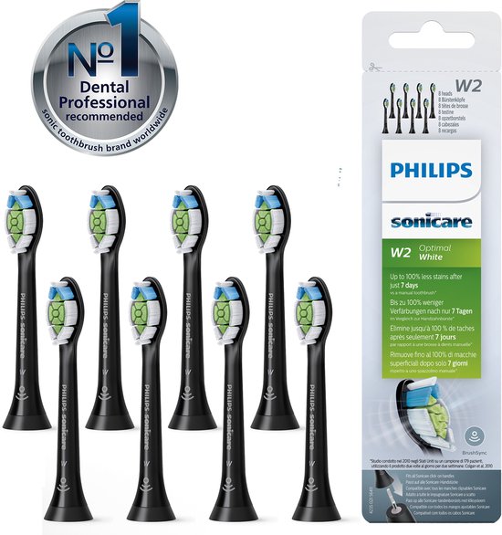 Philips Sonicare W2 Optimal White Opzetborstels — 8 stuks (HX6068/13)
