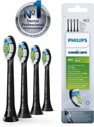 Philips Sonicare W2 Optimal White Opzetborstels — 4 stuks Zwart (HX6064/11)