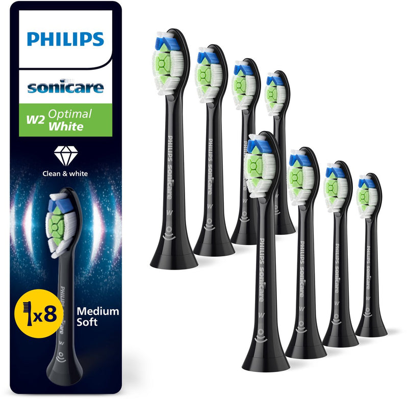 Philips Sonicare W2 Optimal White Opzetborstels — 8 stuks Zwart (HX6068/88)