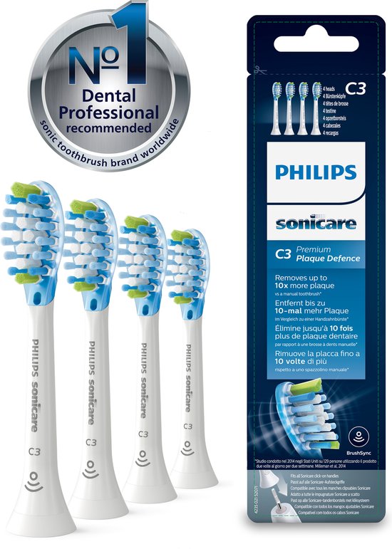 Philips Sonicare C3 Premium Plaque Defense Opzetborstels — 4 stuks (HX9044/17)