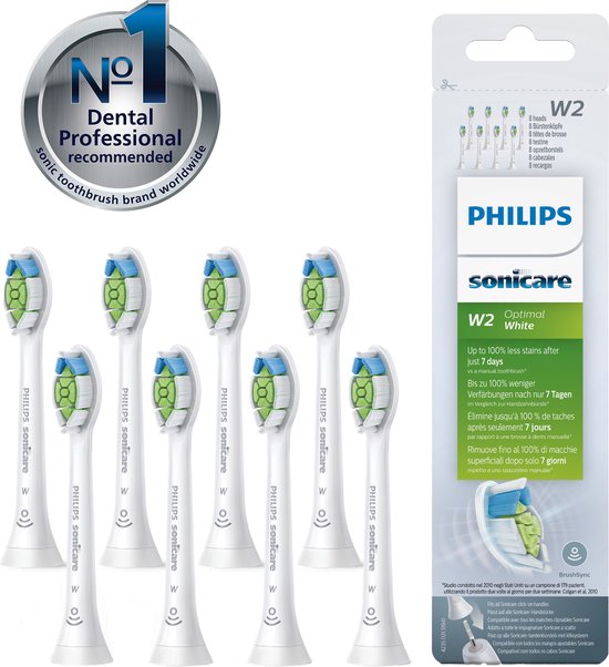 Philips Sonicare W2 Optimal White Opzetborstels — 8 stuks (HX6068)