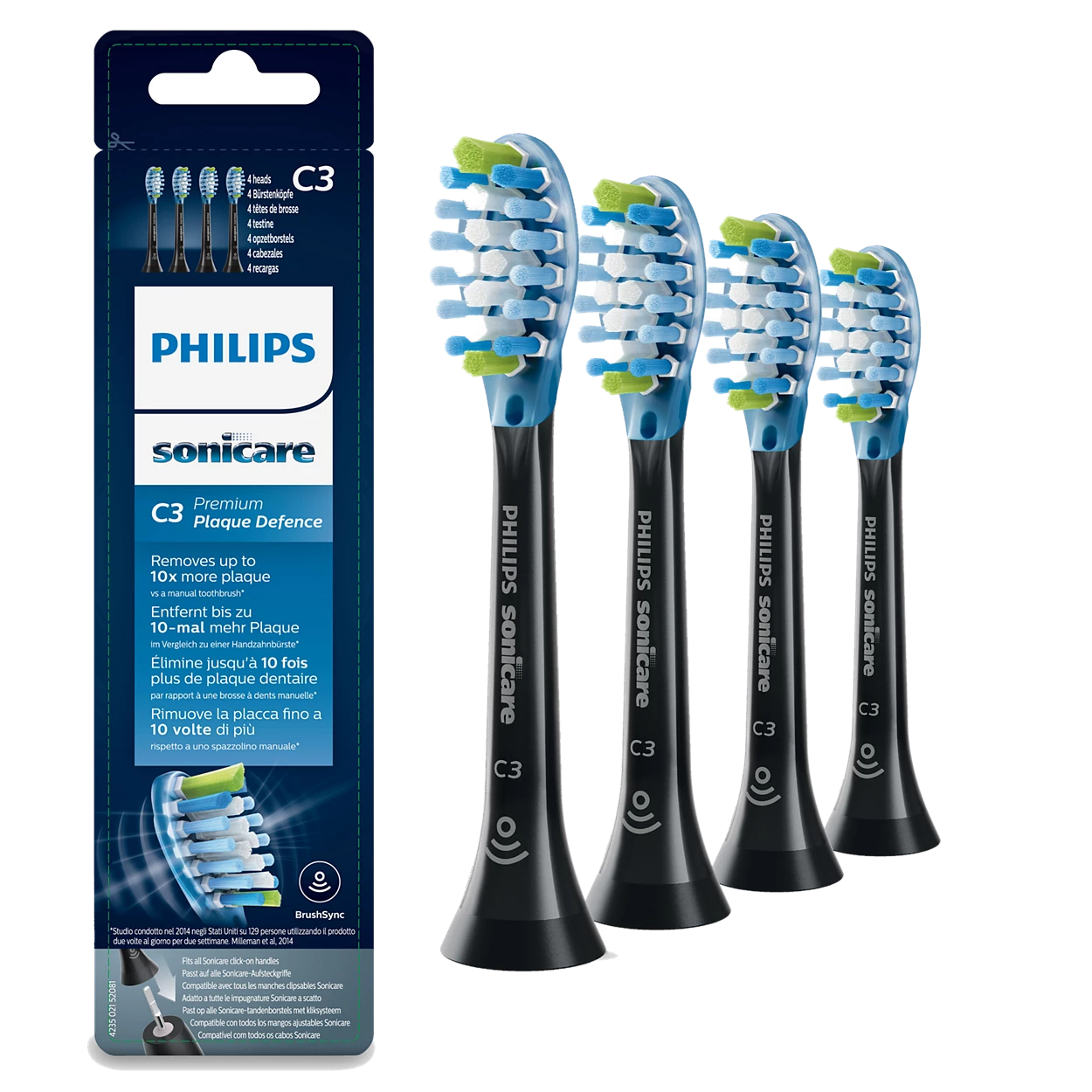 Philips Sonicare C3 Premium Plaque Defense Opzetborstels — 4 stuks (HX9044/17)